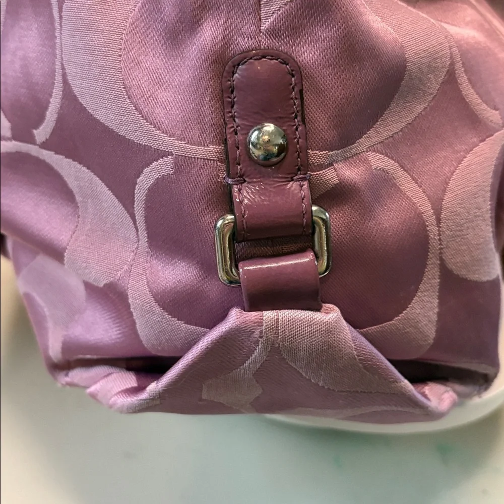 Coach  Brooke satchel  monogram canvas  lavender/dark violet trim Crossbody bag